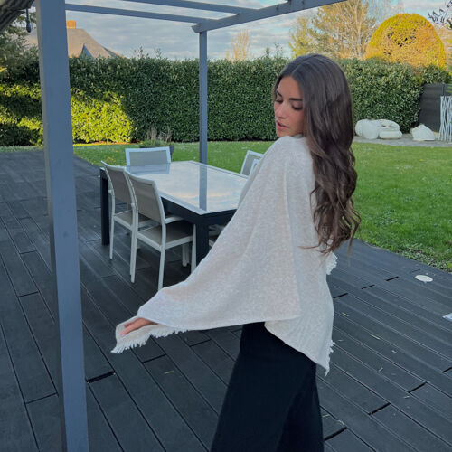 Poncho asymétrique à frange en cachemire biologique